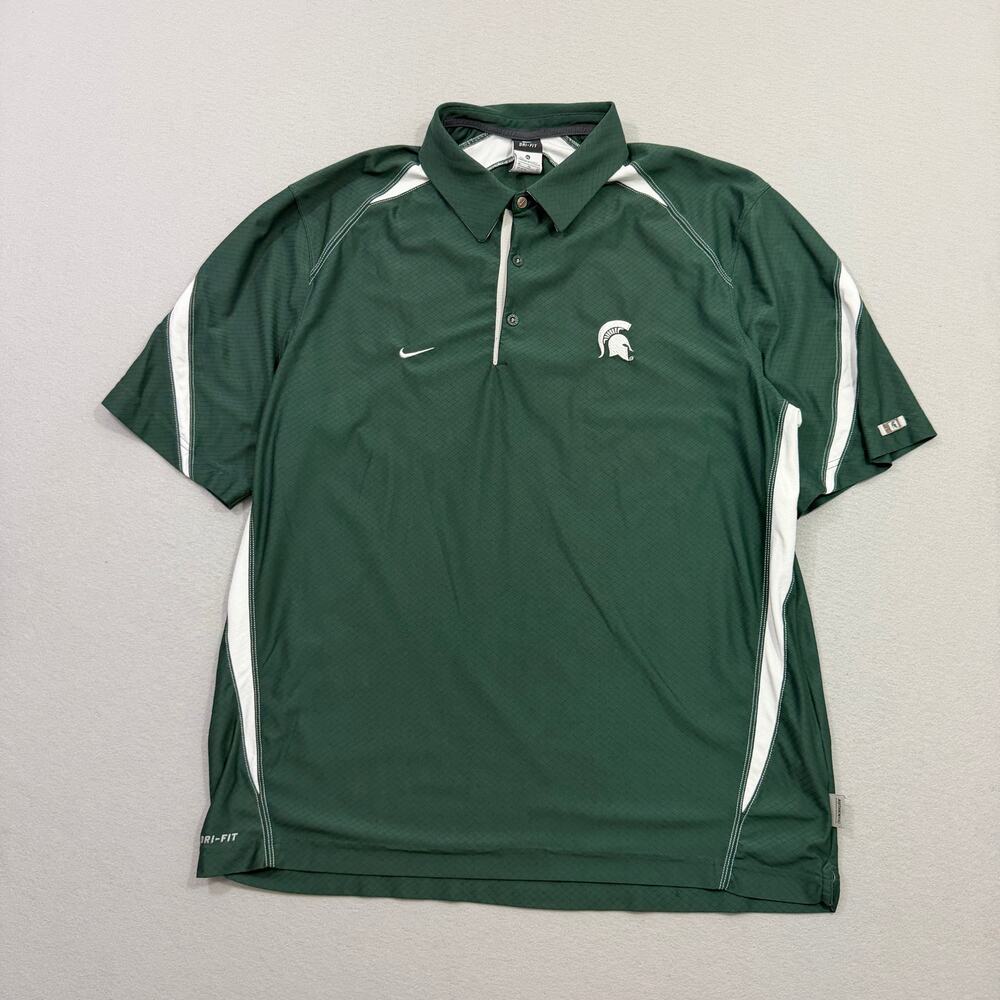 Nike Michigan State Spartans Polo Shirt Men's XL DriFIT NCAA College Stretch MSU